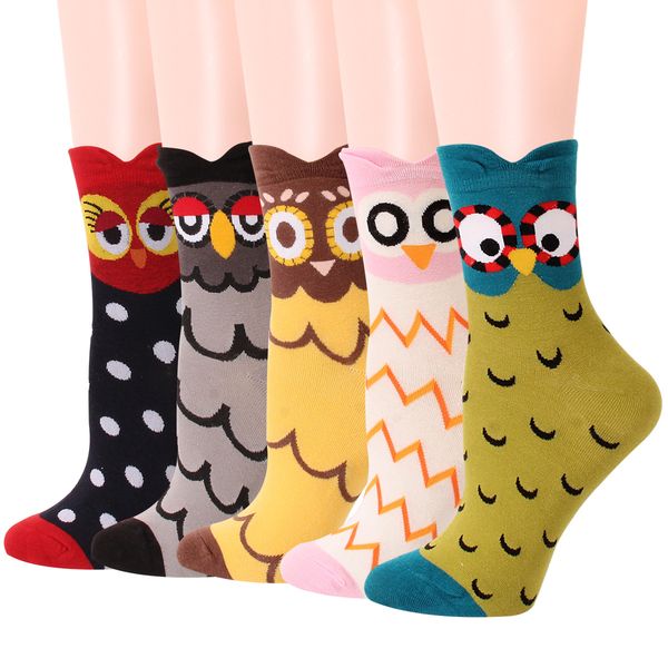 

creative cartoon owl socks autumn winter female japanese cotton, Black;white