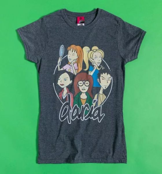 

official women's daria group charcoal marl fitted t-shirt, White;black