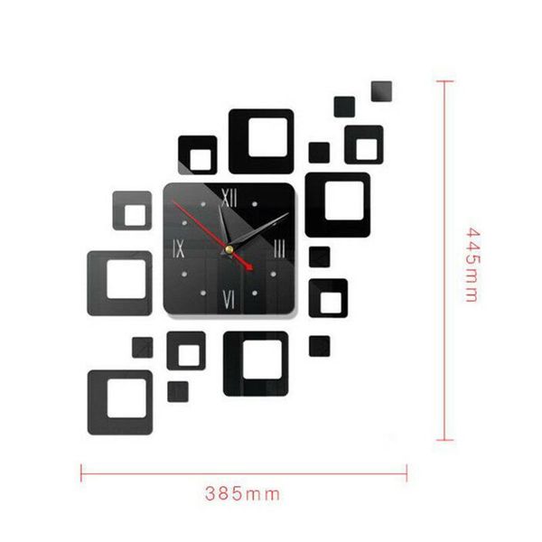 

modern 3d wall clock sticker diy large number decal office room universal clocks
