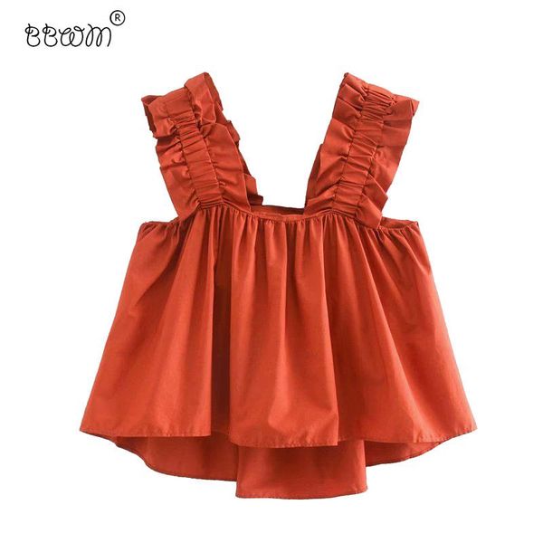 

women sweet fashion ruffles pleated blouses vintage sleeveless square collar straps shirts female chic women's &, White