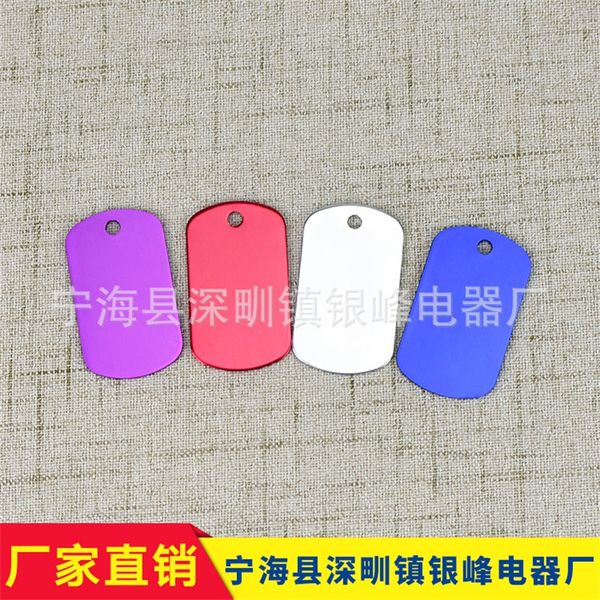 

100pcs/lot aluminum alloy blank army dog tags, pet dog tags men pendants with anodized surface 589 s2
