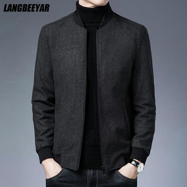 

new brand casual baseball collar autumn winter mens coat 2021 men clothing fashion et solid classic windbreaker, Black;brown