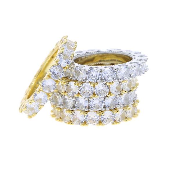 

bling clear cubic zirconia wedding engagement band full cz eternity iced out stacking finger ring cluster rings, Golden;silver