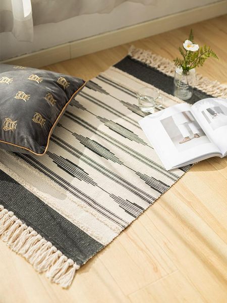 

moroccan bathroom rugs small fringe rug tribal woven boho bath mat tassels geometric machine washable indoor outdoor carpets