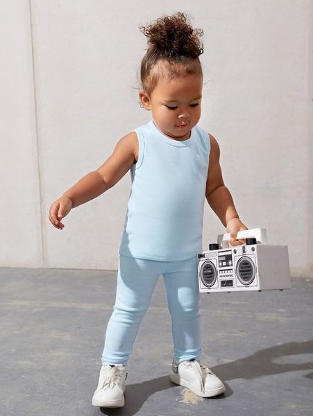 

baby solid tank & pants she01, White