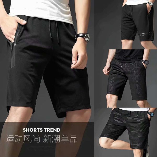 

men's shorts summer zipper ice silk men's casual shorts sports quick dry beach pants, White;black