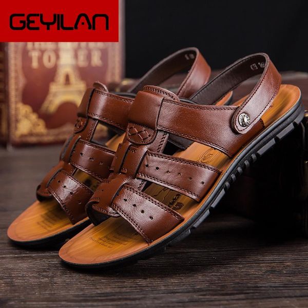 

sandals leather men shoes male designer beach outdoor mens summer heren schoenen buty meskie, Black