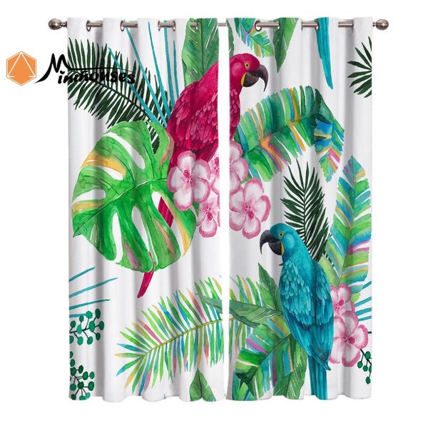 

curtain & drapes tropical plant palm leaf parrot flower curtains window living room kitchen indoor high blackout