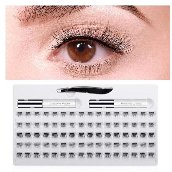 

false eyelashes 80 clusters/box individual glue 3d natural bundles eyelash extensions kit c curl 10~14mm fluffy