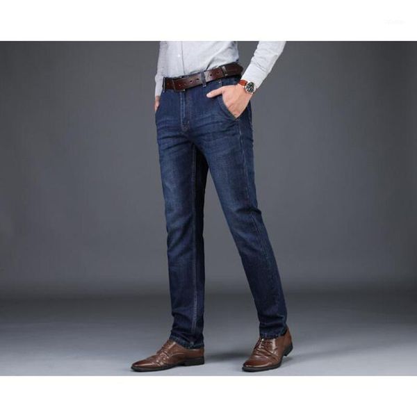 

men's fashion jeans business casual stretch slim classic trousers denim pants male shierxi, Blue