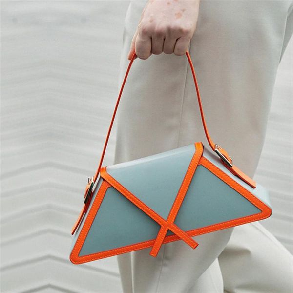 

evening bags 2021 trendy women shoulder luxury designer handbag mixed color trapezoid shape fashion underarm bag bolso mujer