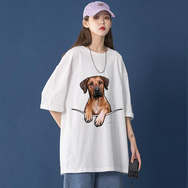 

women's t-shirt ins oversized lucky dog cotton fashion streetwear plus size 5xl casual tee o-neck your own design custom pet, White
