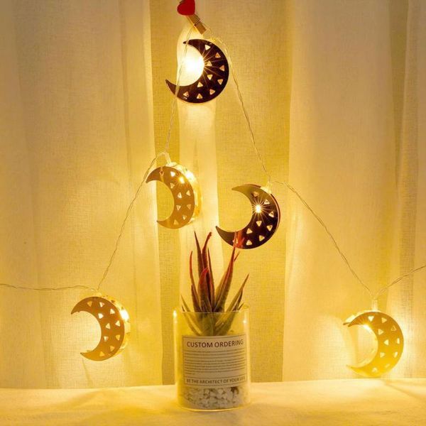 

party decoration lights string moon shape anti-deform metal curtain decorative light for home led holiday lighting fairy