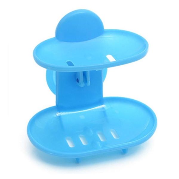 

fashionable double layers bathroom soap dishes holder rack strong suction cup type basket tray organizer bath accessory set