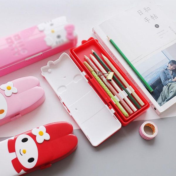 

pencil cases 6 pcs/lot kawaii pink cat box creative case stationery pouch pen bag boy girl gift office school supplies
