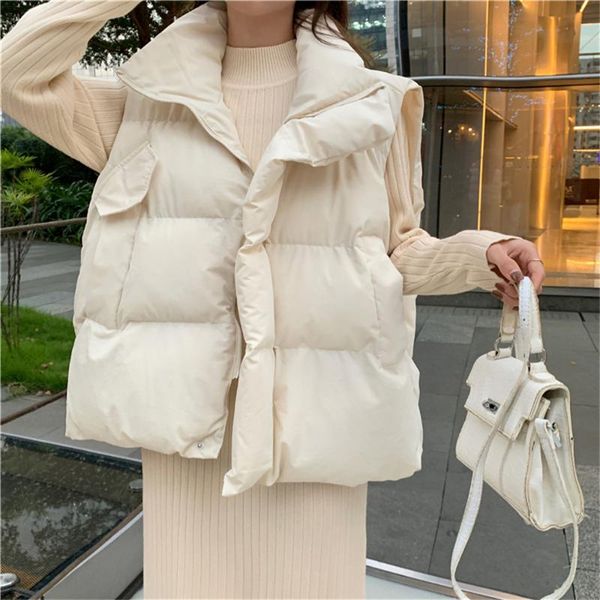 

women's vests hzirip women parka ol vest coats m-2xl femme lady solid plus size casual winter jacket thick warm cotton-padded bread clo, Black;white