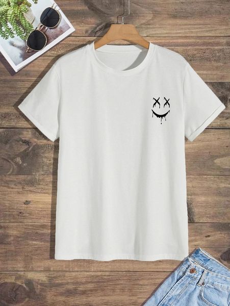 

men expression print tee b238#, White;black