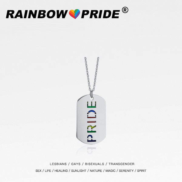 

rainbowpride fashion colorful rainbow hip hop pendant titanium steel necklace for girl and boy no fading accessories necklaces, Silver
