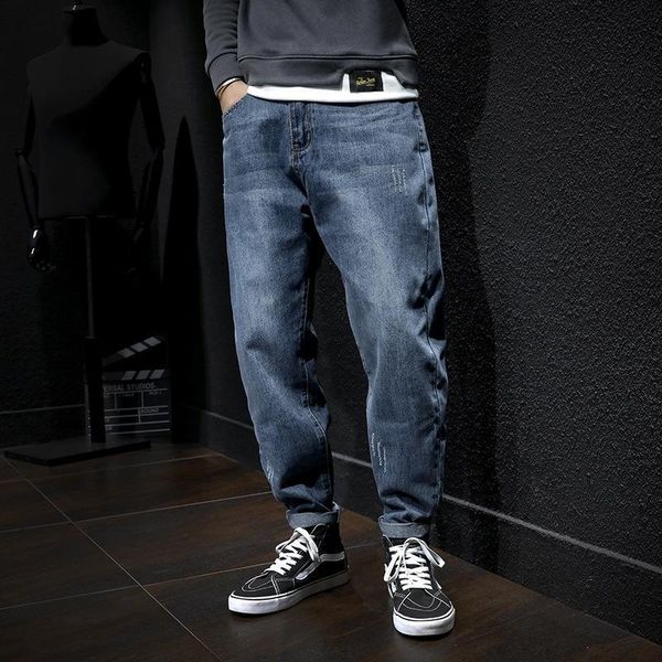 

men's jeans young men students fashion streetwear design demin male loose blue hombre g2jj
