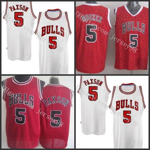

chicago bulls men red 5 john paxson retro basketball jersey, Black