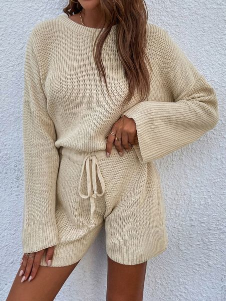 

drawstring waist ribbed knit romper r3i6#, White
