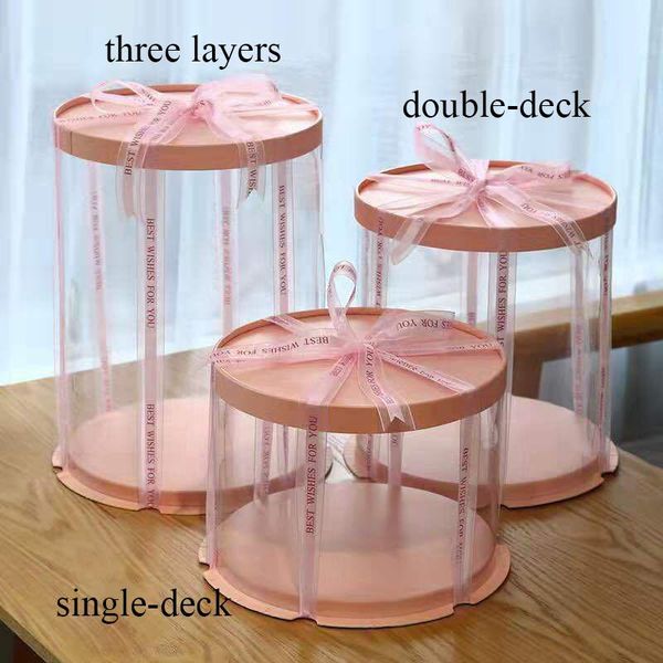 

gift wrap round cake box 6/8/10inch household items non-toxic packing transparent letter lace rope birthday
