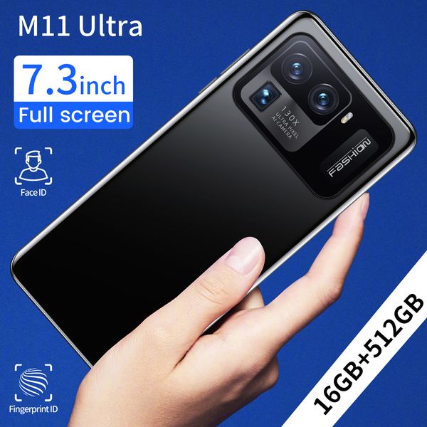 Telefono sbloccato HOT Newstyle M11Ultra Versione globale Smartphone Android originale Cellulare da 7,3 pollici Doppia SIM Fotocamera 5G 4G Cellulare Schermo di perforazione mobile Smart Face ID