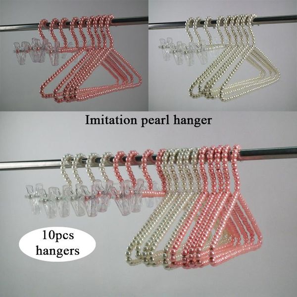 

hangers & racks pearl fashion lady garment bead 10pcs household wardrobe storage imitation plastic clothes hanger for store