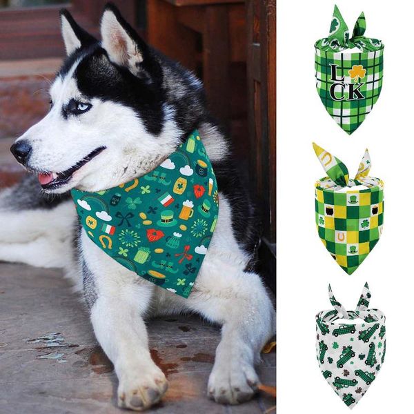 

irish style pet scarf double sided printing bandana triangular bibs accessory for dogs cats st. patrick's day mascotas dog apparel
