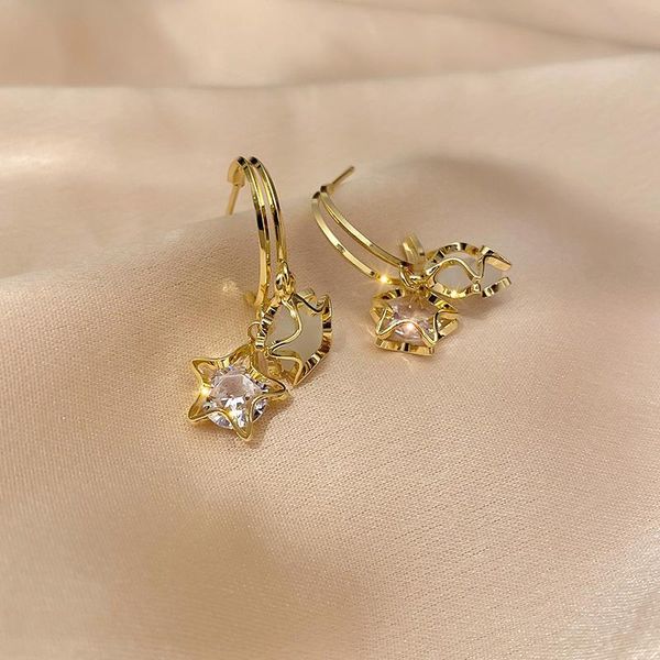 

stud design fashion drop star rhinestone earrings, Golden;silver