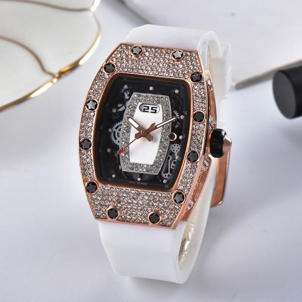 

wristwatches edition silver lips diamond dial sport watches women skeleton quartz watch casual rubber strap montre, Slivery;brown