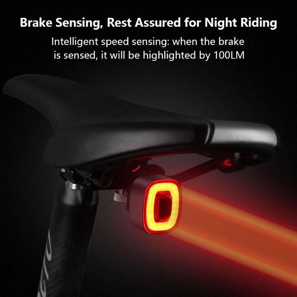 

bicycle smart tail lights mountain bike intelligent sensor brake usb charging waterproof safety warning