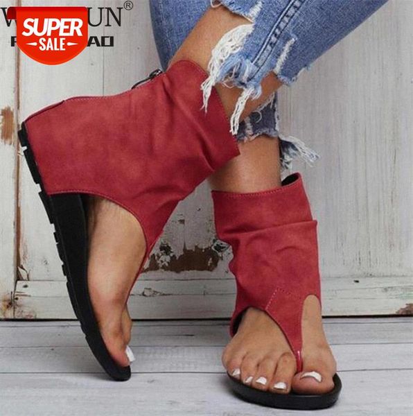 

ladies sandals clip toe flat women platform pu leather gladiator shoes summer female flip flop zipper plus size casual woman #zc4c, Black