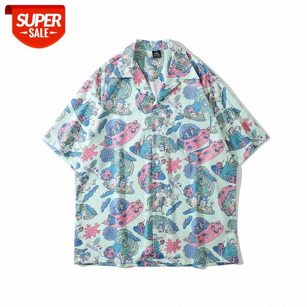 

full-print shirt loose casual short-sleeved for men and women hong kong style non-iron floral inch jacket #bq1g, White;black
