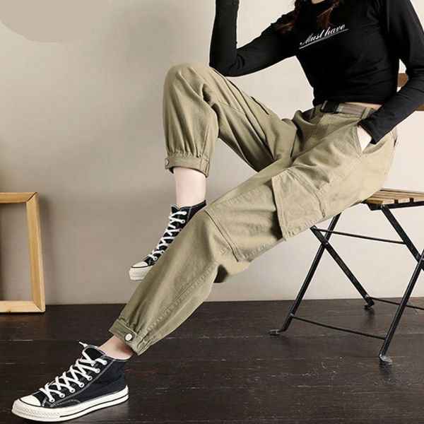 

women's shorts female jumpsuit strapped-up korean style loose waist high weight loss fall and winter hip-hop clothes sports pants, White;black