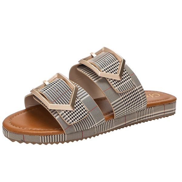 

2021 european and american fashion belt buckle women's slippers by2020-3 19, Black