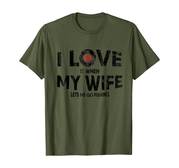 

mens i love it when my wife lets me go fishing t shirt funny gift, White;black