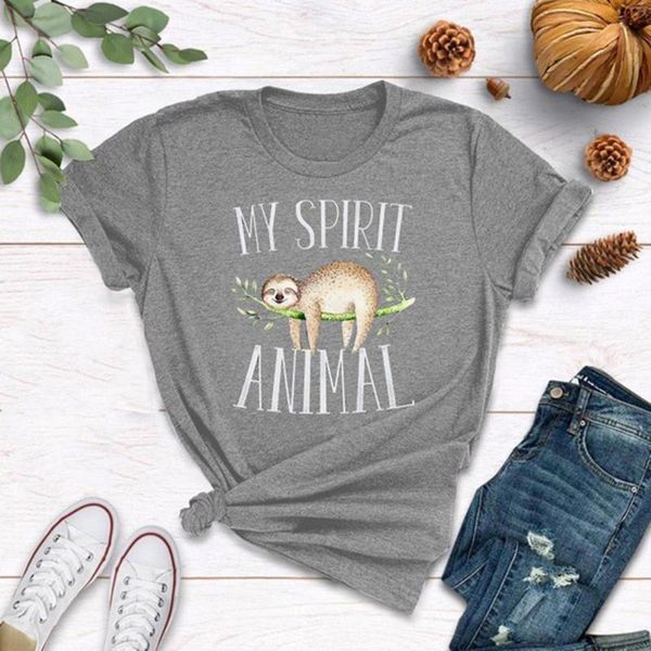 

women's t-shirt my spirit animal funny cute t shirt women short sleeve o-neck loose tee femme black lives matter, White