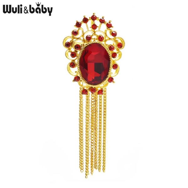 

pins, brooches wuli&baby 3 colors big crystal tassel brooch pins women badge year gift fashion vintage style, Gray