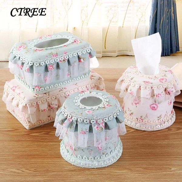 

tissue boxes & napkins ctree square/round garden lace fabric roll paper tray box towel decorative storage boxs c483
