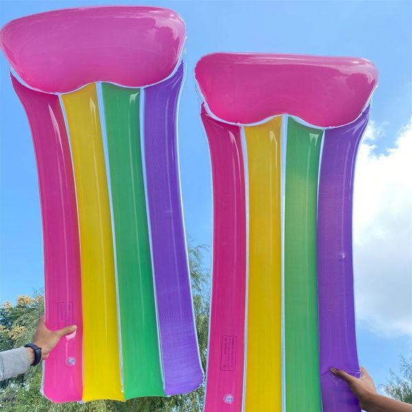 

inflatable floats & tubes giant rainbow lounge swimming ring float pool row mattress water toy play