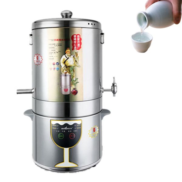 Distillatore di alcol domestico Macchina per la produzione intelligente Attrezzatura per birra in acciaio Fermentazione e distillazione integrata 1500W