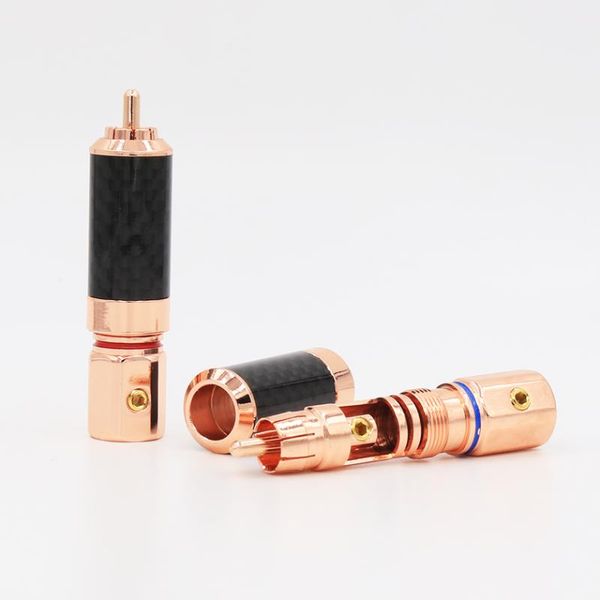 

smart power plugs 4pcs rose gold plated rca audio plug connector screw locking