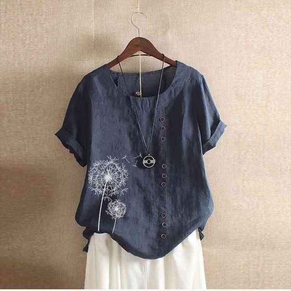 

vintage casual loose button women blouses linen plus size print boho tanic blusas mujer, White