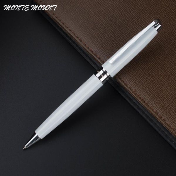 

luxury writing pen white silver clip metal ballpoint with gift for business office supplies stationery ball pens, Blue;orange