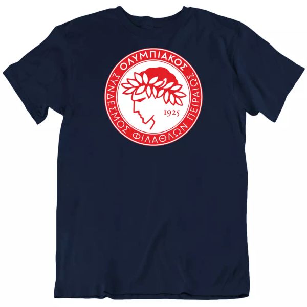 

football tee olympiacos fc greece sports fan logo short sleeve men's t shirt new, White;black