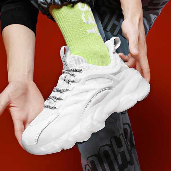 

dad ins men's korean trendy small white white sneakers men's sho, Black