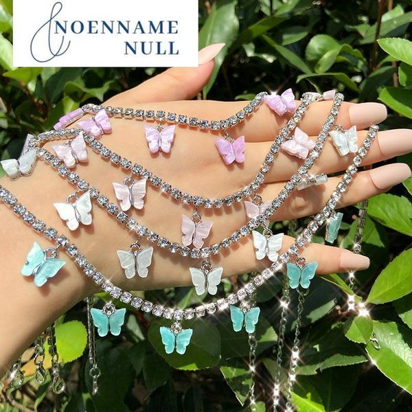 

chains fashion 7 butterfly pendant necklace for women silver color rhinestone tennis chain choker wedding jewelry gift