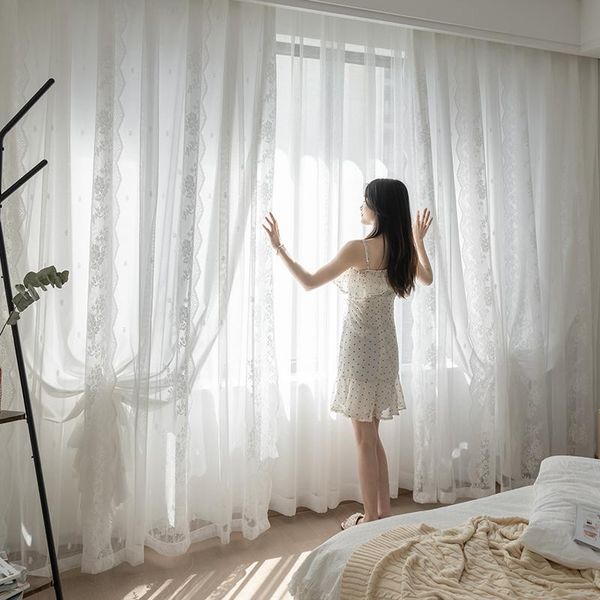 

curtain & drapes princess white window living room elegant double layer curtains for girls bedroom balcony door home decoration