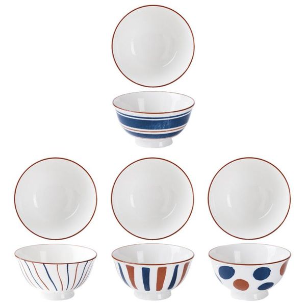 

4pcs simple soup salad bowl noodle ceramic rice home tableware bowls